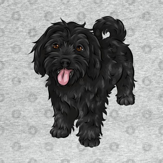 Cute Black Cavapoo Dog by Shirin Illustration